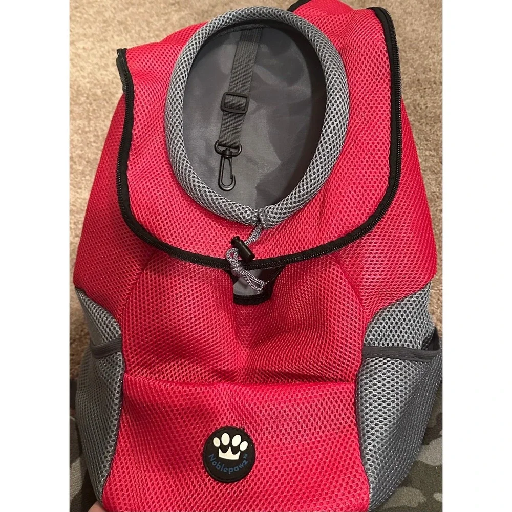 Pink and gray dog backpack by Noblepawz